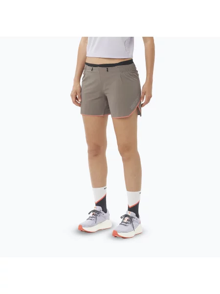 Pantaloni scurți de alergare pentru femei Salomon Sense Aero 5" iron/neon flame