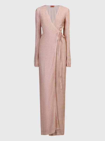 Сукня на запах у геометричний візерунок з люрексом Missoni бежева