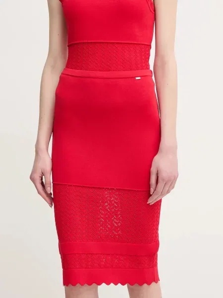 Gaudi fustă midi creion roșu