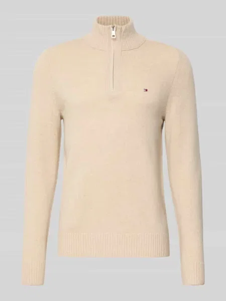 Bluza z kołnierzem o kroju regular fit z czystej wełny Tommy Hilfiger biała