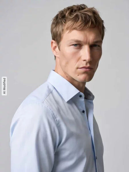 Koszula biznesowa o kroju slim fit z kołnierzykiem typu kent Olymp Level 5 błękitna