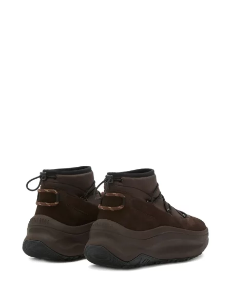 Sneakerși Moon Boot cu șireturi din piele de căprioară maro