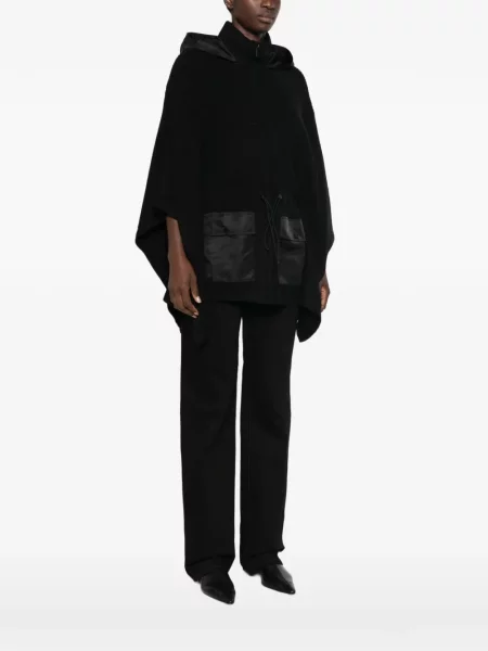 Poncho Twinset cu glugă cu cordon negru