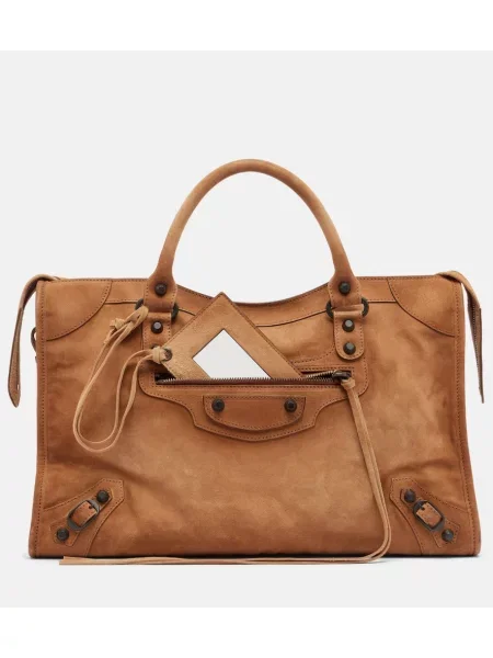 Top Balenciaga zamszowy brązowy