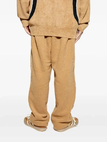 Prugasti prsluk Adidas od flisa s vezicama crvena