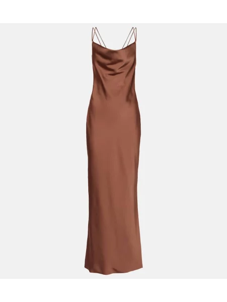 Rochie Rotate din satin maro