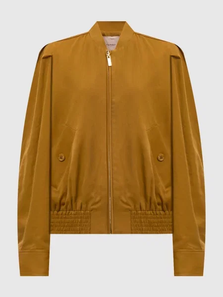 Бомбер з льоном Twinset коричневий