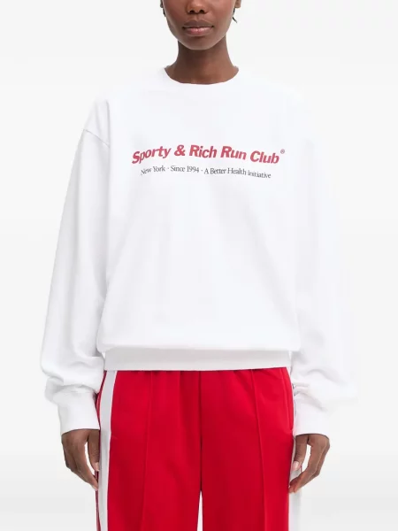 Pulover Sporty & Rich alergare alb