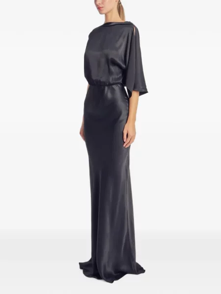 Rochie maxi Irina Schrotter asimetrică drapată negru