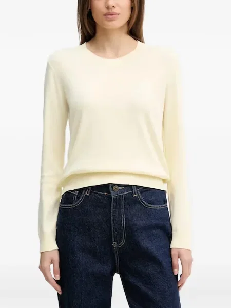 Pulover Benetton cu decolteu rotund galben