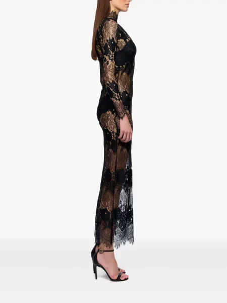 Rochie maxi Ana Radu cu model floral din dantelă lungă negru