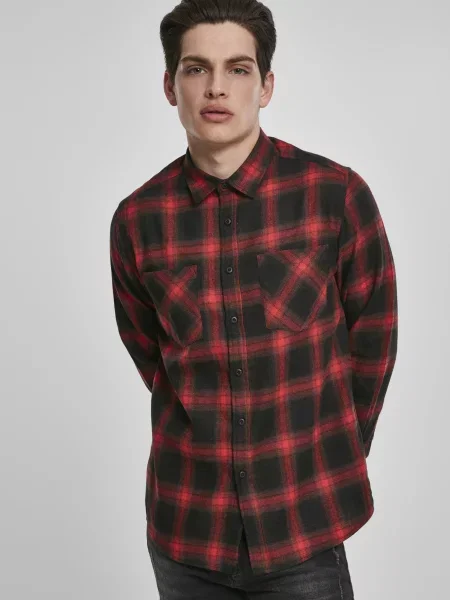 Flanelový kockovaná košeľa Urban Classics čierna