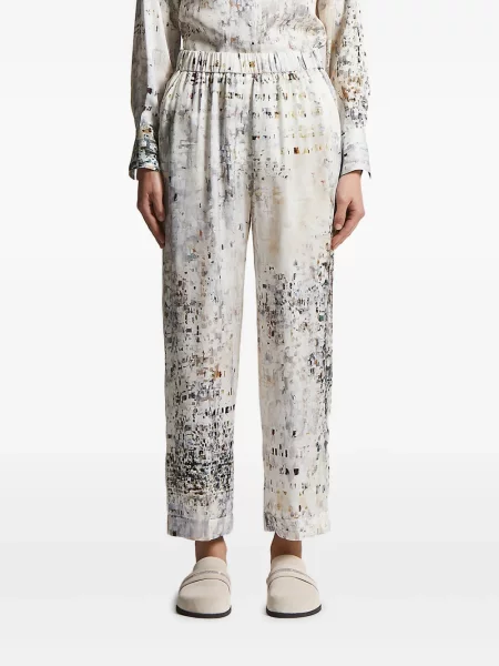 Talia spodnie Peserico z nadrukiem w abstrakcyjne wzory białe