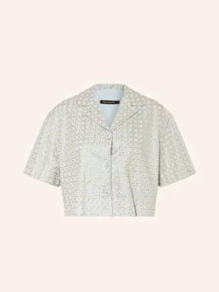 Greek Archaic Kori Krótka Bluzka Cross Z Błyszczącą Przędzą blau złota