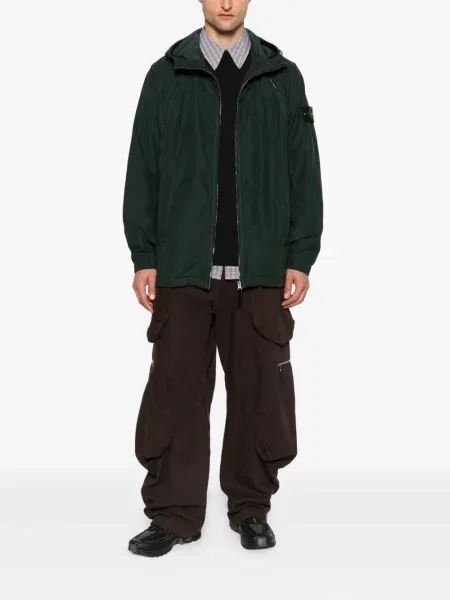 Geacă Stone Island cu glugă cu strasuri verde
