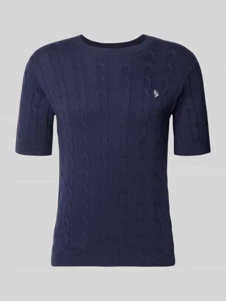 T-shirt Slim Fit o wyglądzie dzianiny Review granatowa