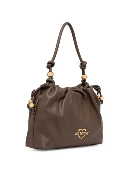 Τσάντα shopper Love Moschino με βολάν καφέ