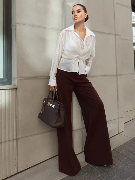 Брюки палаццо Jadone Fashion коричневые