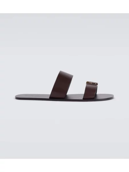 Sandale Saint Laurent din piele maro