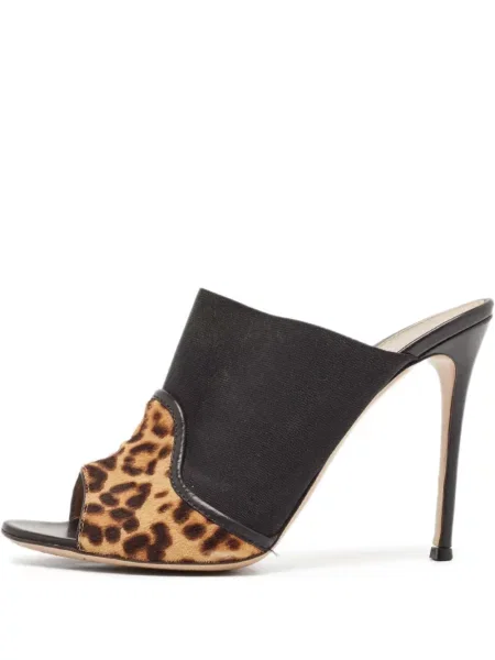 Sandale Gianvito Rossi cu imagine cu model leopard cu vârf deschis albastru