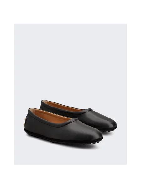 Balerinki Tod's skórzane bez obcasa czarne