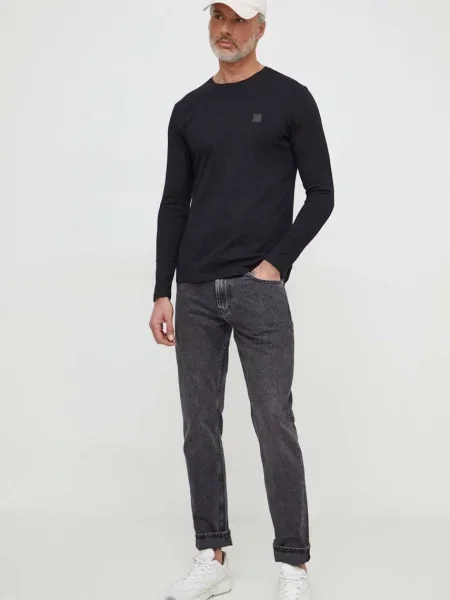 Лонгслив Boss Orange с аппликацией черный