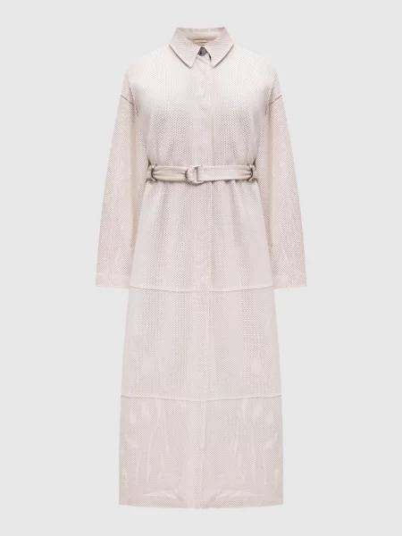 Шкіряний перфорований плащ ANTIOPE Max Mara Sportmax бежевий