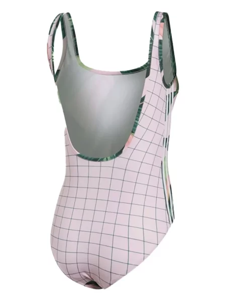 Велурен боди Adidas с принт на цветя розово