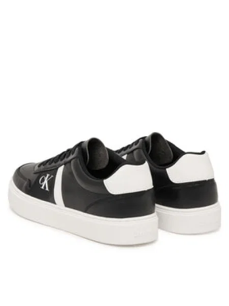Sneakersy Calvin Klein Classic Cups Lace Lth Emb Tongue Čierna biela