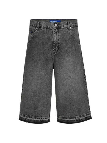Pantaloni scurți din denim Karl Lagerfeld Jeans gri