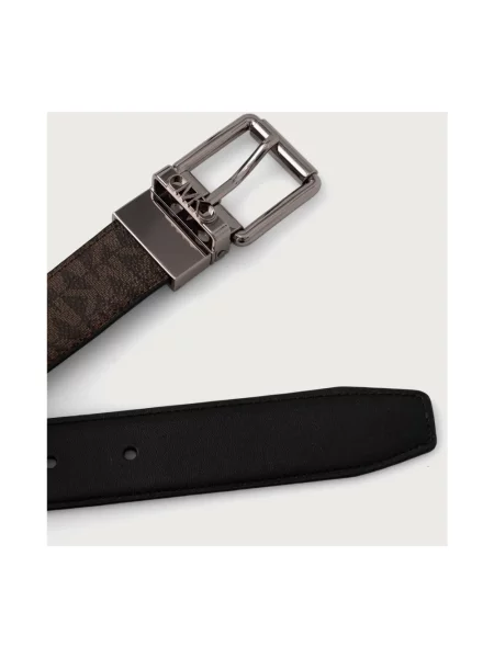 Pasek Michael Kors skórzany z logo dwustronny brązowy