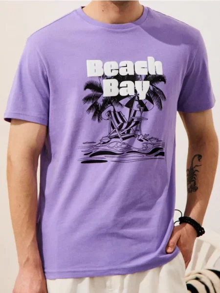 Sinsay Koszulka z letnim motywem fioletowy