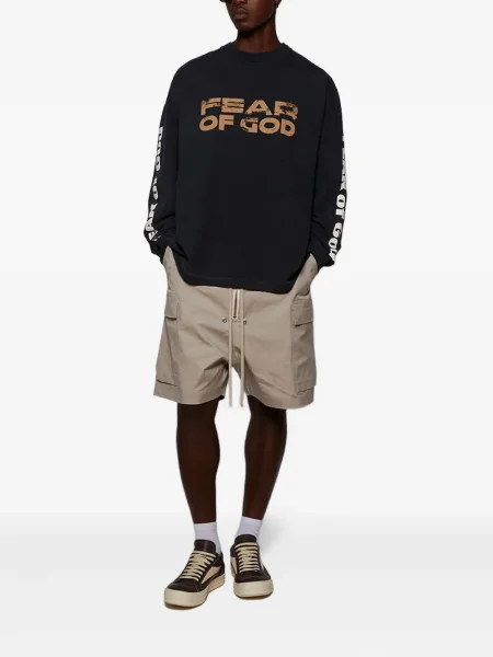 Lung tricou Fear Of God cu imagine negru