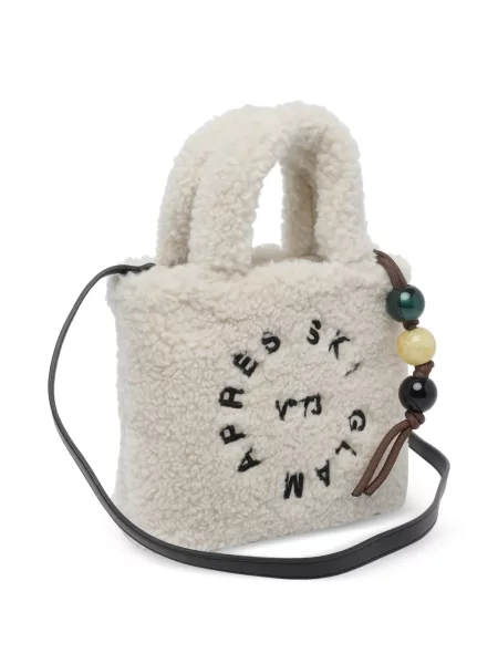 Geantă shopper V°73 cu broderie alb