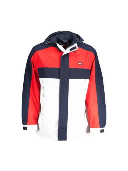 Kurtka Tommy Jeans z kapturem z długim rękawem niebieska
