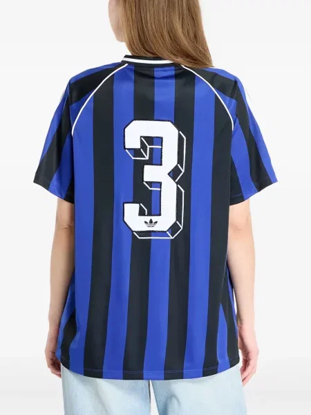 Футбол тениска с дълъг ръкав Adidas на райета мъниста бяло