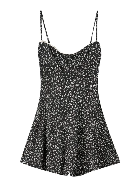 Bershka Salopeta negru alb