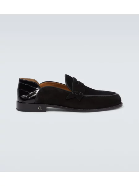 Pantofi loafer Christian Louboutin din piele de căprioară negru