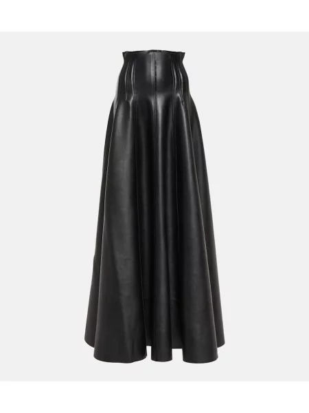Maksi spódnica skórzana Norma Kamali dzwony czarna