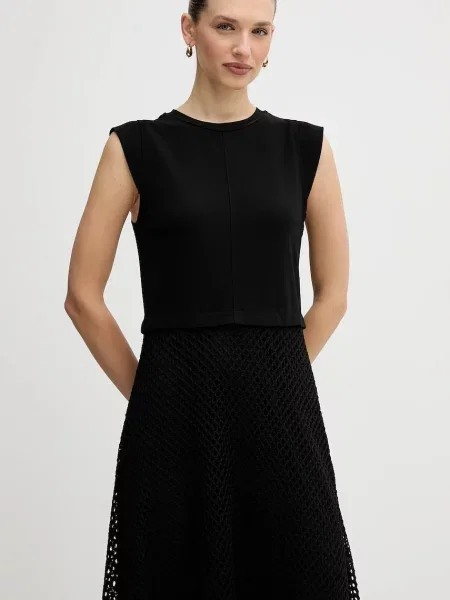 Сукня Dkny maxi розкльошена чорний