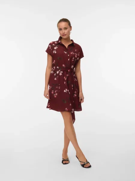 VERO MODA Dolga srajca VMNEWHALLIE oliva / roza / vinsko rdeča