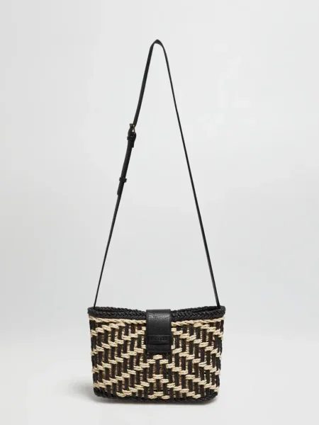 Geantă de plajă Marisse de paie negru