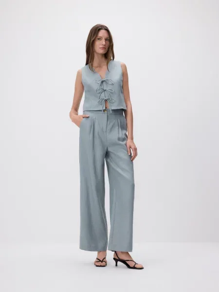 Reserved Лляна жилетка темно-синій синій