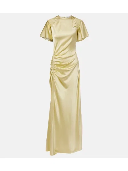 Rochie Veronica Beard din satin cu volane verde