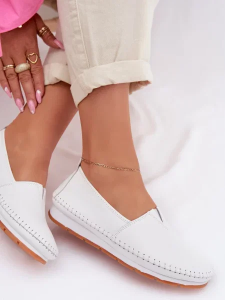 Mocasini S. Barski din piele alb