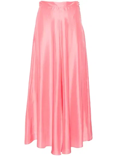 Fustă midi Forte_forte de mătase până la genunchi roz
