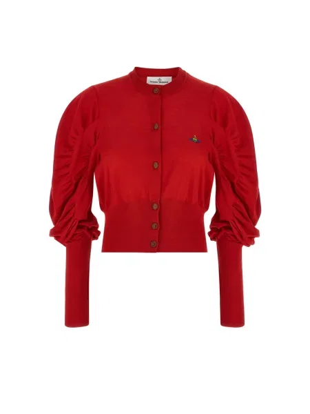 Kardigan Vivienne Westwood wełniany o krotszym kroju czerwony