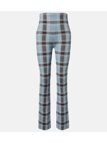 Pantaloni Acne Studios de lână în carouri albastru