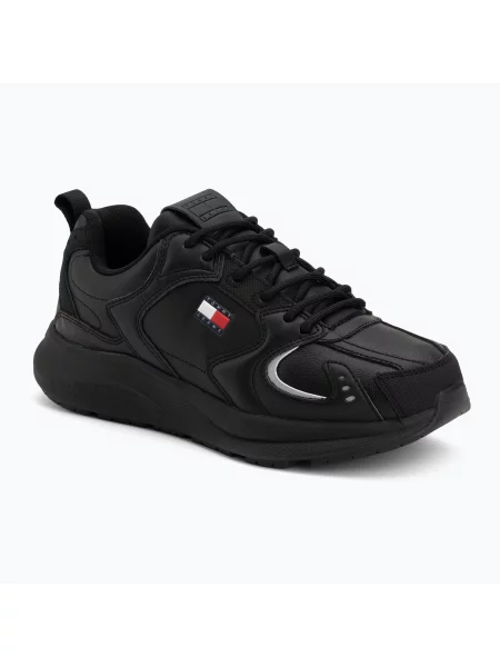 Încălțăminte pentru bărbați Tommy Jeans Runn Leather triple black negru
