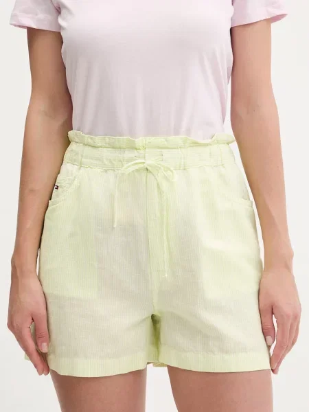 Tommy Jeans kratke hlače za žene s lanom zelena